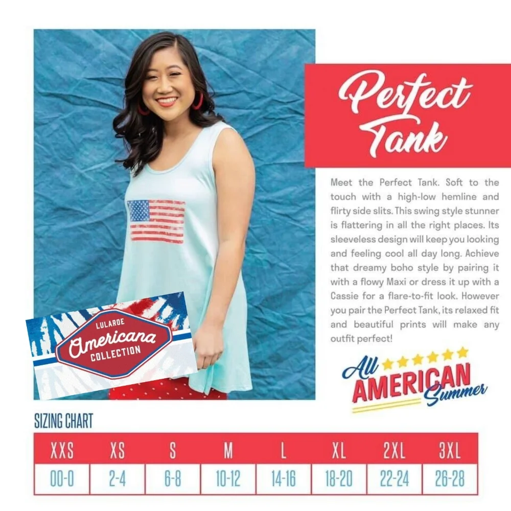 LuLaRoe S Red & White Striped Perfect T Tank Top - Picture 9 of 16